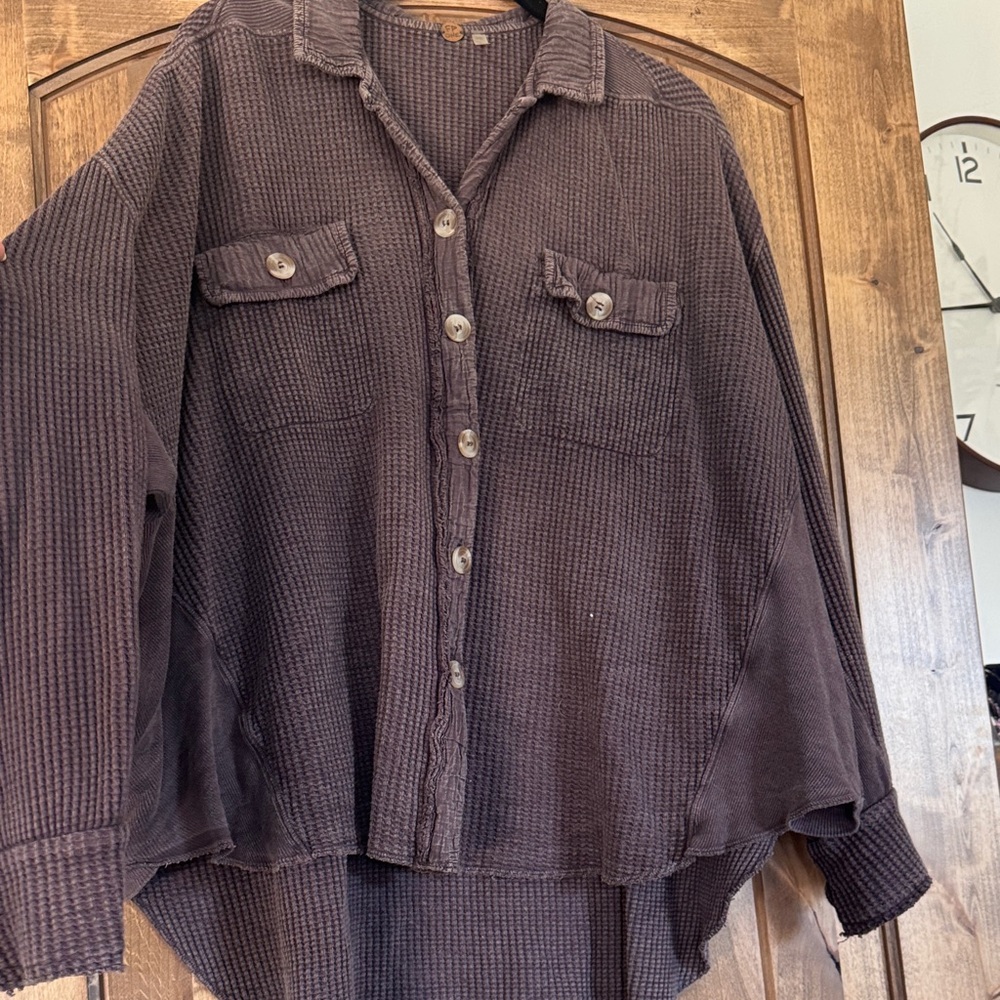 Free people Scout waffle knit button-Up Shirt shaket